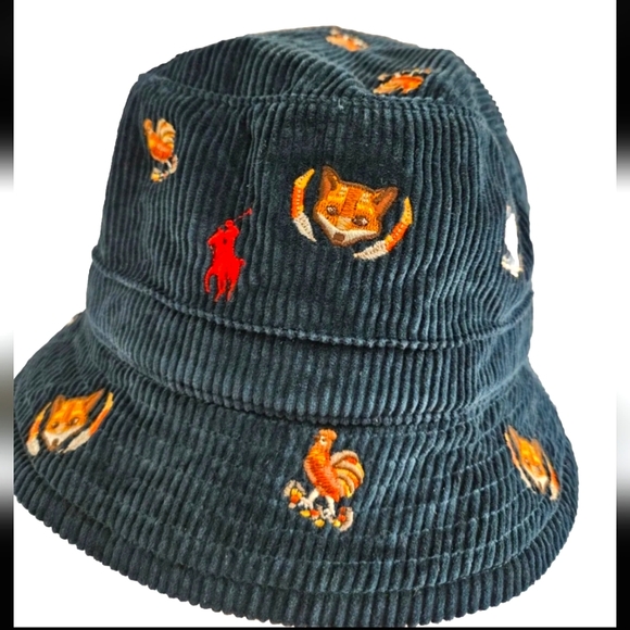 Polo Ralph Lauren Other - NWT Polo Ralph Lauren Green Corduroy FOX & HEN Embroidered Bucket Hat - L/XL